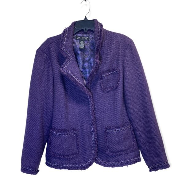 Dialogue for QVC Purple Woven Wool Blend Blazer Size 18W - Picture 3 of 7